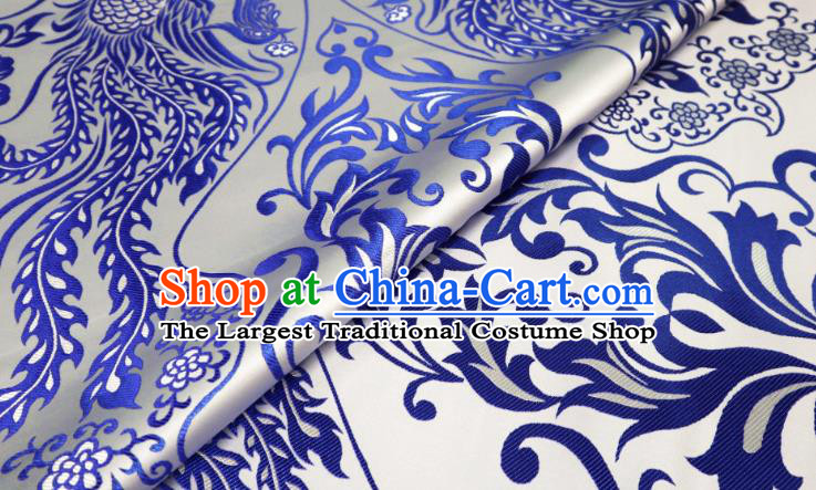 Chinese Classical Imperial Dragon Pattern Design White Brocade Cheongsam Fabric Asian Traditional Tapestry Satin Material DIY Cloth Damask