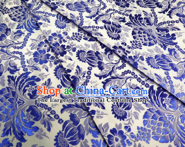 Chinese Classical Ananas Pattern Design White Brocade Cheongsam Fabric Asian Traditional Tapestry Satin Material DIY Imperial Cloth Damask