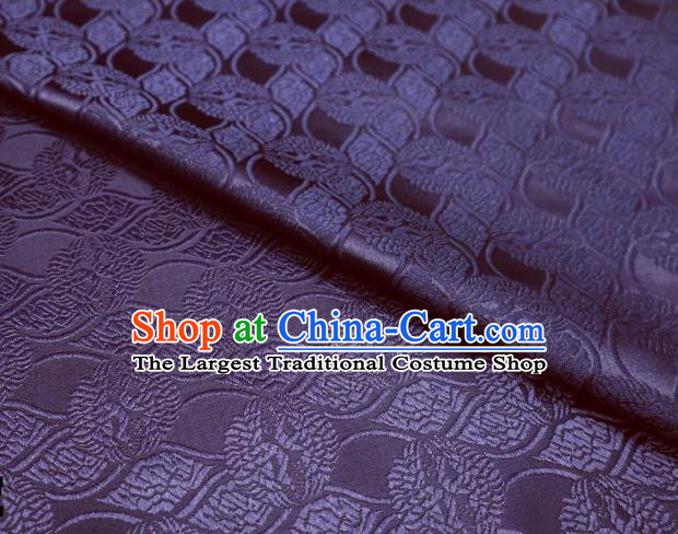 Top Quality Japanese Classical Double Cranes Pattern Purple Satin Material Asian Traditional Brocade Kimono Belt Nishijin Cloth Fabric