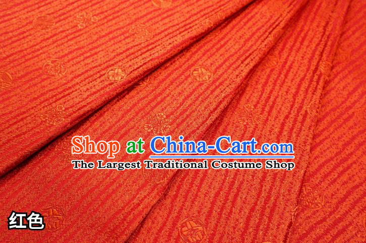 Top Quality Japanese Classical Pattern Red Satin Material Asian Traditional Brocade Kimono Nishijin Tapestry Cloth Fabric