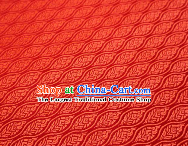 Top Quality Japanese Classical Leaf Pattern Red Satin Material Asian Traditional Brocade Kimono Nishijin Tapestry Cloth Fabric