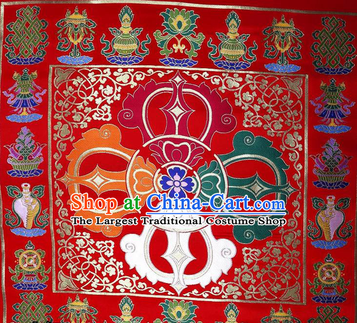Chinese Buddhism Classical Vajra Pattern Design Red Brocade Fabric Asian Traditional Tapestry Satin Material DIY Tibetan Cloth Damask