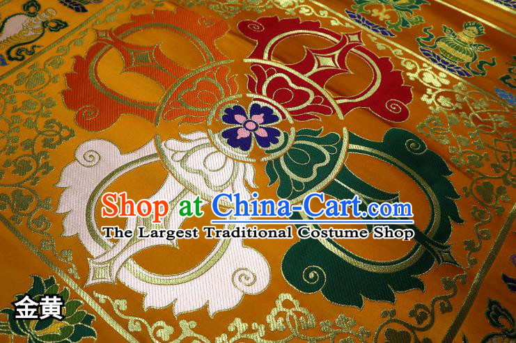 Chinese Buddhism Classical Vajra Pattern Design Golden Brocade Fabric Asian Traditional Tapestry Satin Material DIY Tibetan Cloth Damask