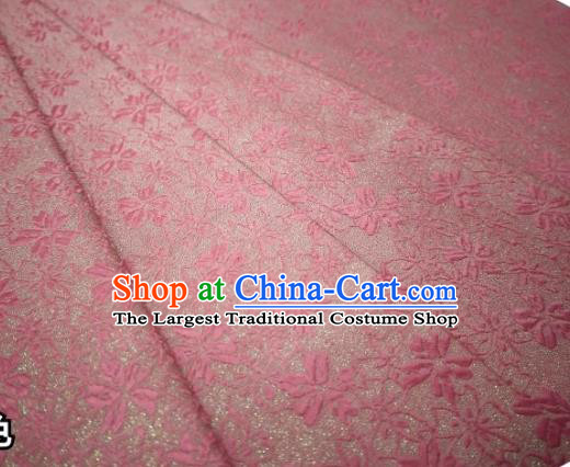 Top Quality Japanese Classical Sakura Pattern Pink Tapestry Satin Material Asian Traditional Brocade Kimono Nishijin Cloth Fabric