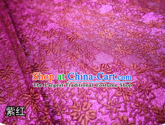 Top Quality Japanese Classical Sakura Pattern Fuchsia Tapestry Satin Material Asian Traditional Brocade Kimono Nishijin Cloth Fabric