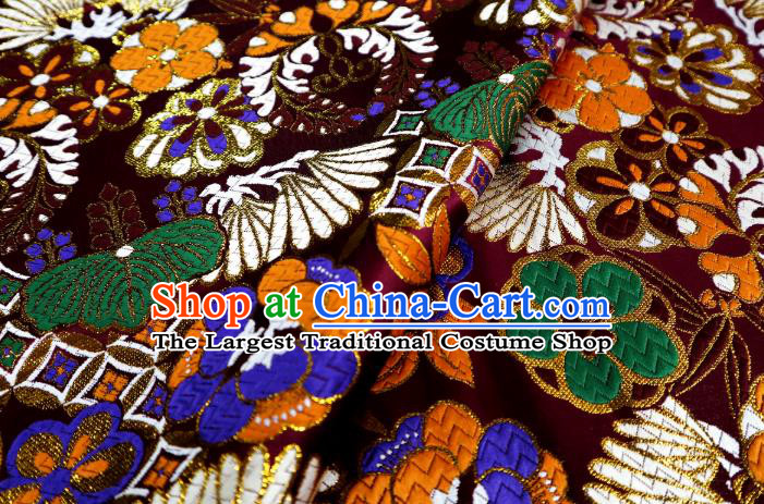Top Quality Japanese Kimono Classical Banana Pattern Crimson Tapestry Satin Material Asian Traditional Cloth Brocade Nishijin Fabric