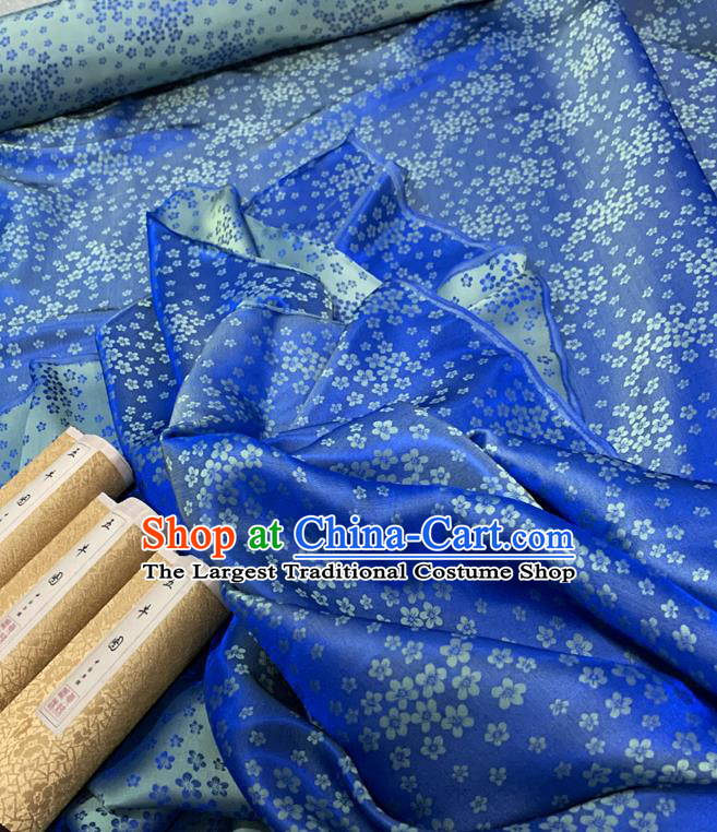 Chinese Classical Plum Pattern Deep Blue Watered Gauze Asian Top Quality Silk Material Hanfu Dress Fabric Cloth Cheongsam Brocade