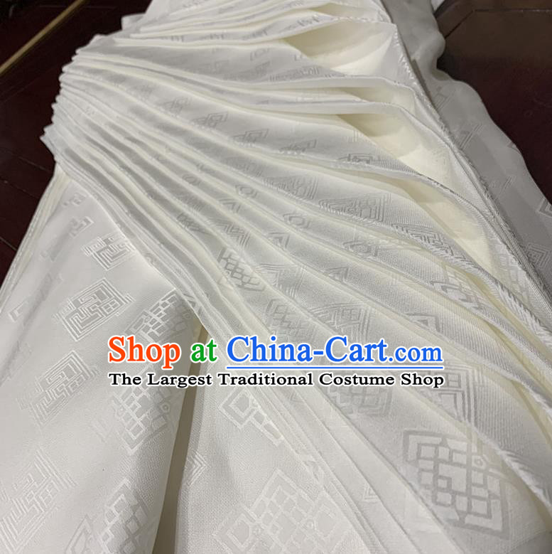 Chinese Classical Pattern White Watered Gauze Asian Top Quality Silk Material Hanfu Dress Brocade Fabric Cheongsam Cloth