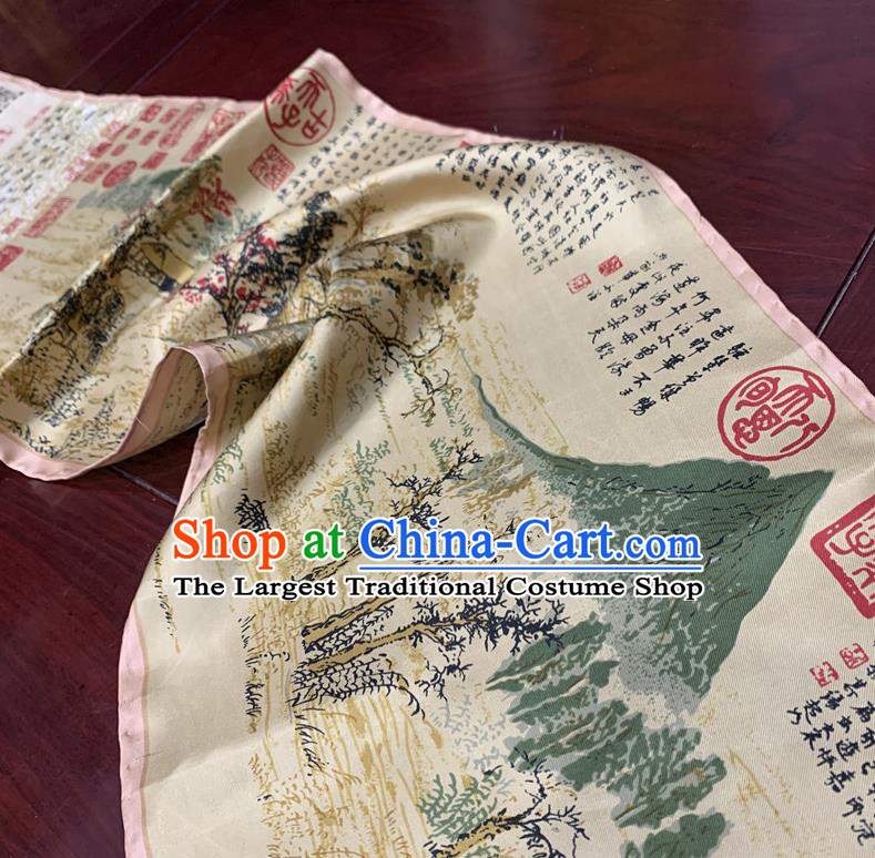 Chinese Classical Autumn Scenery Brocade Fabric Asian Traditional Silk Tapestry Material Painting