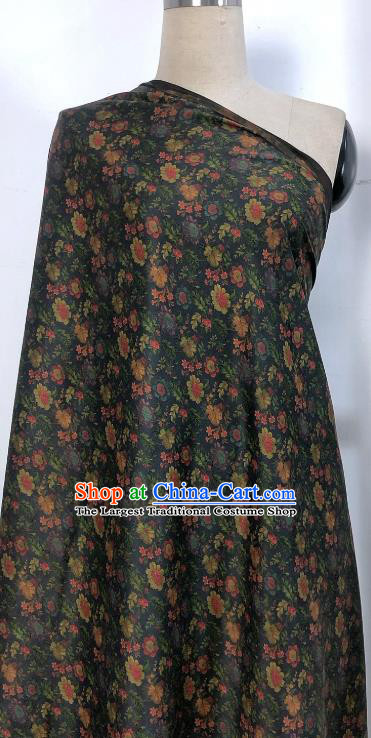 Chinese Classical Flowers Pattern Navy Watered Gauze Asian Top Quality Silk Material Hanfu Dress Brocade Cheongsam Cloth Fabric