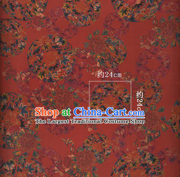 Chinese Classical Peony Pattern Red Watered Gauze Asian Top Quality Silk Material Hanfu Dress Brocade Cheongsam Cloth Fabric