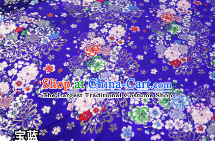Top Quality Japanese Kimono Classical Sakura Pattern Royalblue Tapestry Satin Material Asian Traditional Cloth Brocade Nishijin Fabric