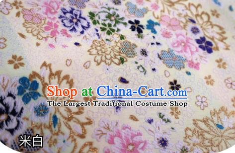 Top Quality Japanese Kimono Classical Sakura Pattern Beige Tapestry Satin Material Asian Traditional Cloth Brocade Nishijin Fabric