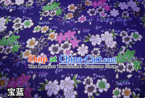 Royalblue Top Quality Japanese Kimono Classical Sakura Pattern Tapestry Satin Material Asian Traditional Cloth Brocade Nishijin Fabric