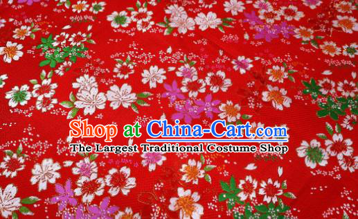 Red Top Quality Japanese Kimono Classical Sakura Pattern Tapestry Satin Material Asian Traditional Cloth Brocade Nishijin Fabric