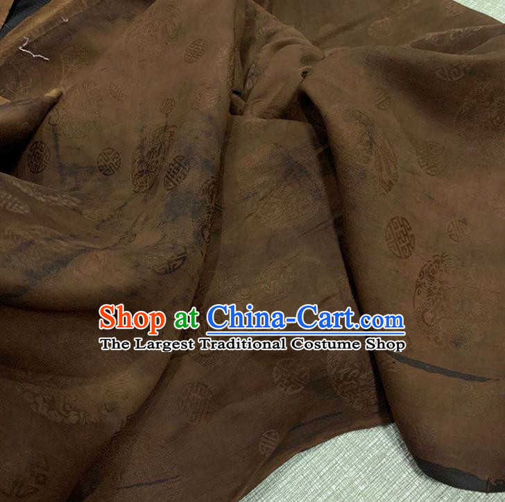 Chinese Traditional Dragon Phoenix Pattern Black Watered Gauze Asian Top Quality Silk Material Cloth Jacquard Fabric