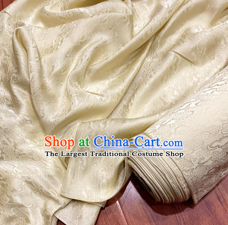 Chinese Classical Cloud Pattern Beige Watered Gauze Asian Top Quality Silk Material Hanfu Dress Cloth Cheongsam Fabric
