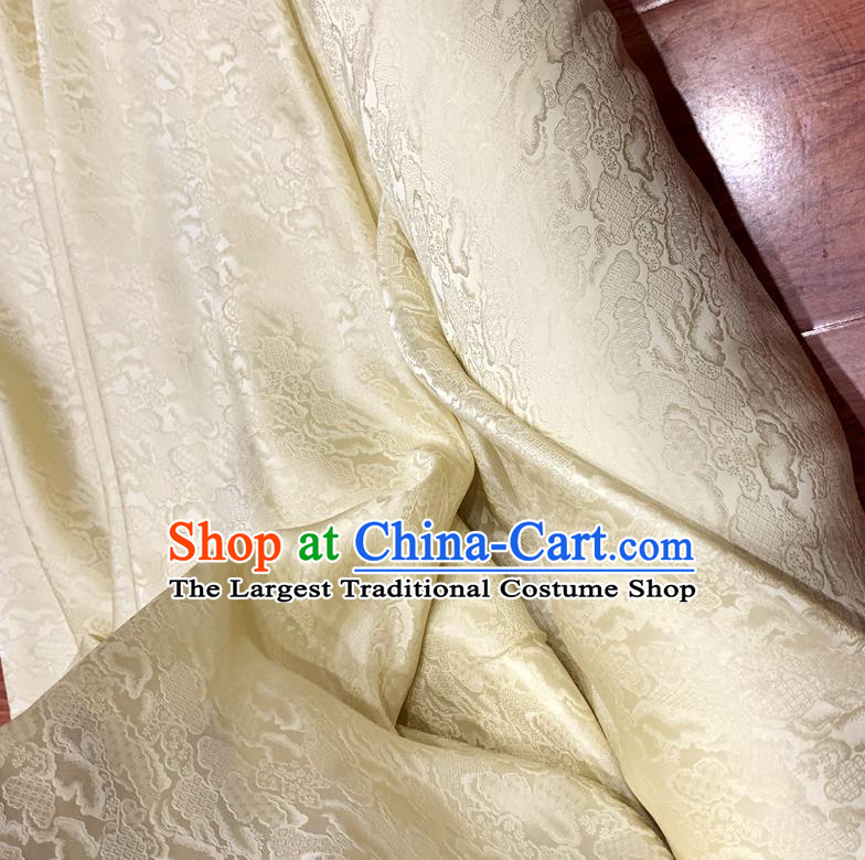 Chinese Classical Cloud Pattern Beige Watered Gauze Asian Top Quality Silk Material Hanfu Dress Cloth Cheongsam Fabric