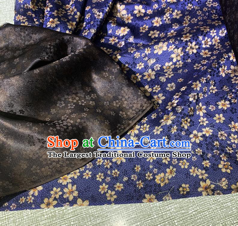 Chinese Classical Blossom Pattern Blue Watered Gauze Asian Top Quality Silk Material Hanfu Dress Cloth Cheongsam Brocade Fabric