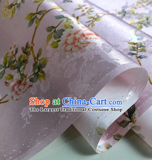 Chinese Classical Hibiscus Pattern Pink Watered Gauze Asian Top Quality Silk Material Hanfu Dress Brocade Cheongsam Cloth Fabric
