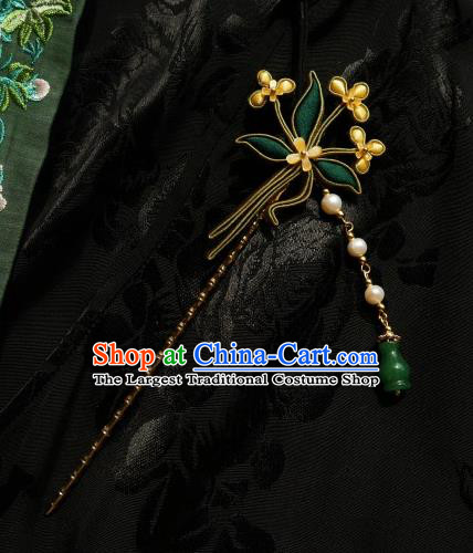 Handmade Chinese Fragrans Hairpins Traditional Hanfu Hair Accessories Jade Tassel Hair Clip for Women