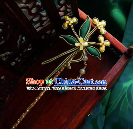 Handmade Chinese Fragrans Hairpins Traditional Hanfu Hair Accessories Jade Tassel Hair Clip for Women