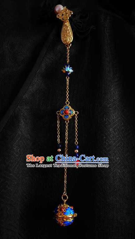 Chinese Classical Cheongsam Cloisonne Sachet Brooch Traditional Hanfu Accessories Handmade Tassel Breastpin Pendant for Women