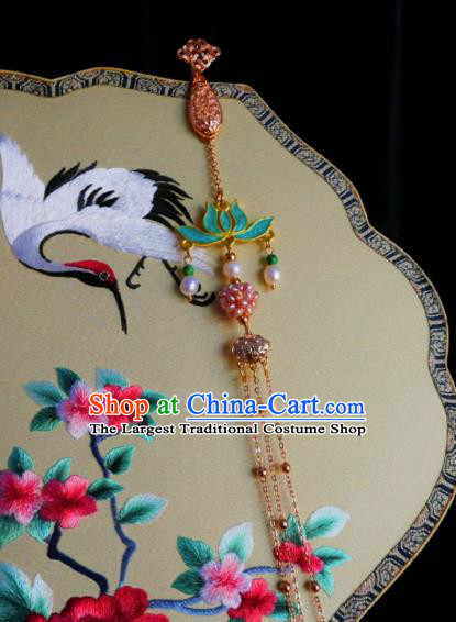 Chinese Classical Cheongsam Blue Lotus Brooch Traditional Hanfu Accessories Handmade Pearls Tassel Breastpin Pendant for Women