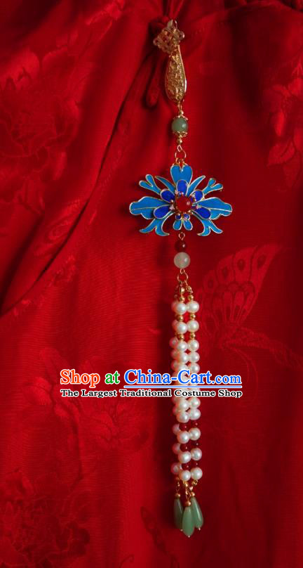Chinese Classical Blue Flower Brooch Traditional Hanfu Cheongsam Accessories Handmade Pink Breastpin Pendant for Women