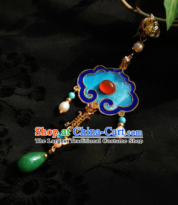 Chinese Classical Jade Tassel Brooch Traditional Hanfu Cheongsam Accessories Handmade Agate Breastpin Pendant for Women