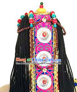 Chinese Traditional Tibetan Nationality Hair Clasp Decoration Handmade Zang Ethnic Headdress Stage Show Frontlet Hair Accessories for Women