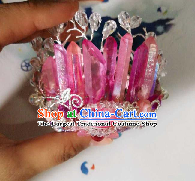 Handmade Chinese Purple Crystal Hair Crown Hairpins Traditional Hanfu Hair Accessories Ancient Court Hair Clip for Women