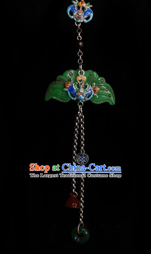Chinese Classical Cloisonne Bat Brooch Traditional Hanfu Cheongsam Accessories Handmade Jade Breastpin Pendant for Women