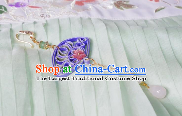 Chinese Classical Purple Silk Brooch Traditional Hanfu Cheongsam Accessories Handmade Tassel Breastpin Pendant for Women