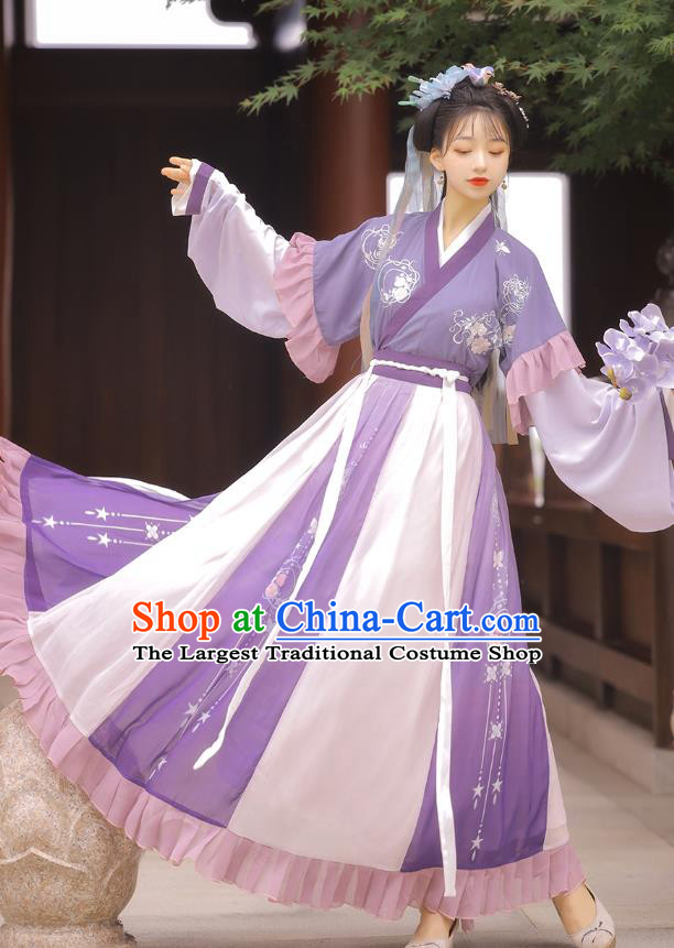 Top Chinese Jin Dynasty Princess Costumes Traditional Hanfu Dress Ancient Young Lady Half Sleeve Garment Blouse and Skirt Full Set