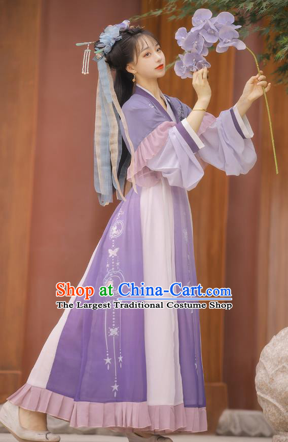 Top Chinese Jin Dynasty Princess Costumes Traditional Hanfu Dress Ancient Young Lady Half Sleeve Garment Blouse and Skirt Full Set