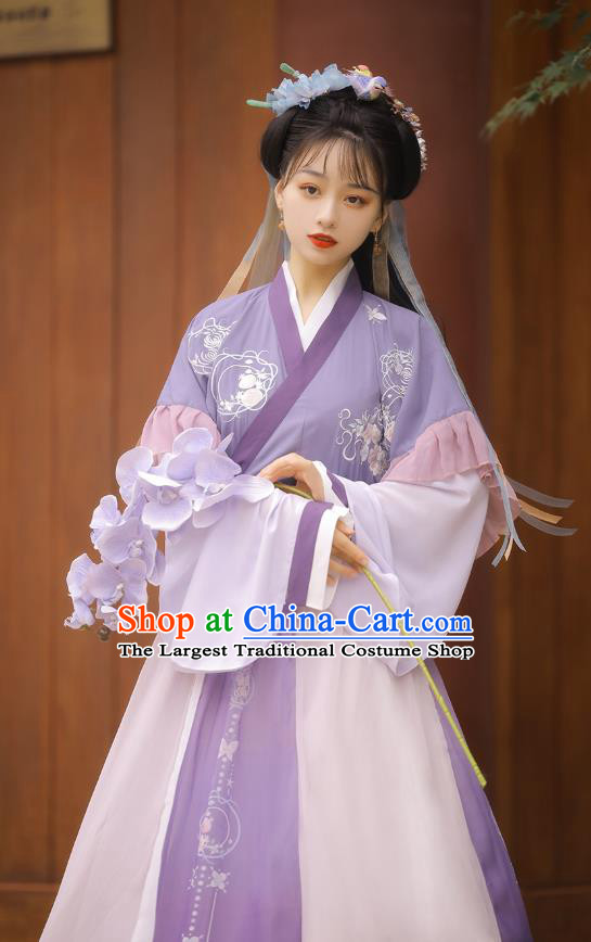 Top Chinese Jin Dynasty Princess Costumes Traditional Hanfu Dress Ancient Young Lady Half Sleeve Garment Blouse and Skirt Full Set