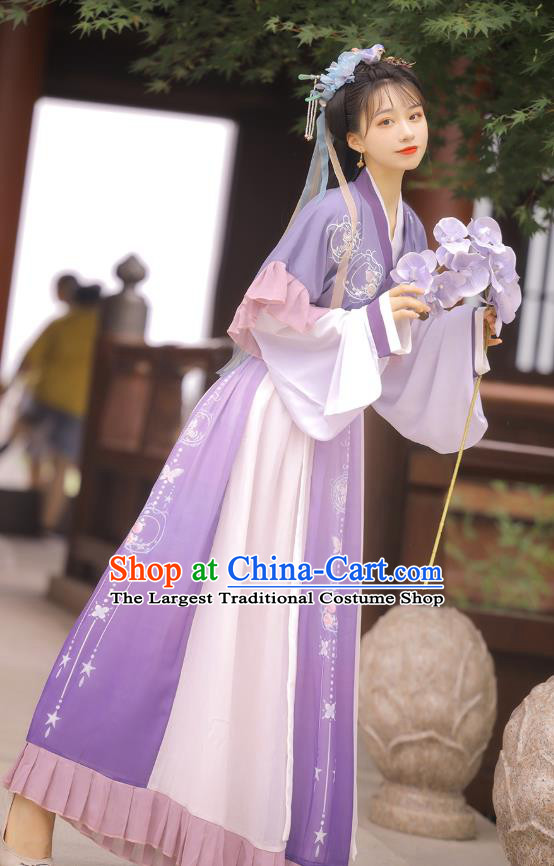 Top Chinese Jin Dynasty Princess Costumes Traditional Hanfu Dress Ancient Young Lady Half Sleeve Garment Blouse and Skirt Full Set