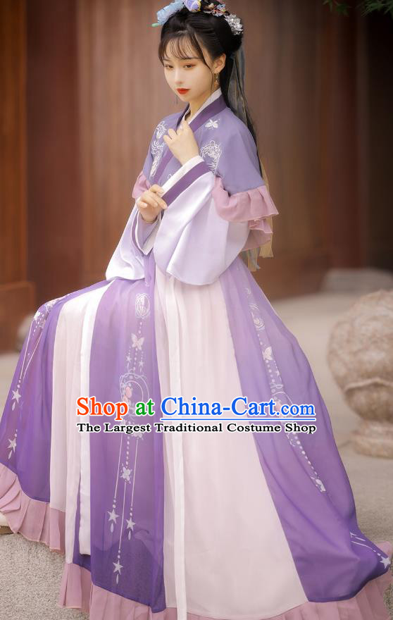 Top Chinese Jin Dynasty Princess Costumes Traditional Hanfu Dress Ancient Young Lady Half Sleeve Garment Blouse and Skirt Full Set