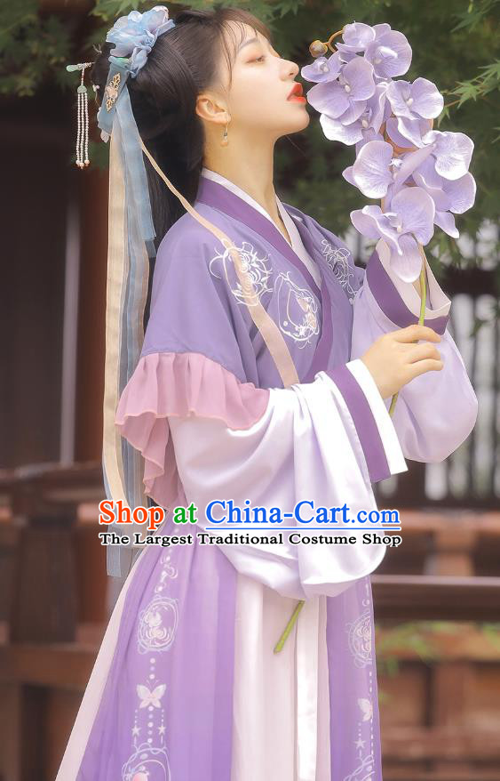 Top Chinese Jin Dynasty Princess Costumes Traditional Hanfu Dress Ancient Young Lady Half Sleeve Garment Blouse and Skirt Full Set