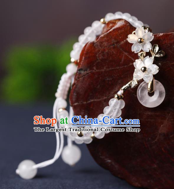 Handmade Chinese Traditional White Chalcedony Bracelet Jewelry Accessories Decoration National Beads Bangle for Women