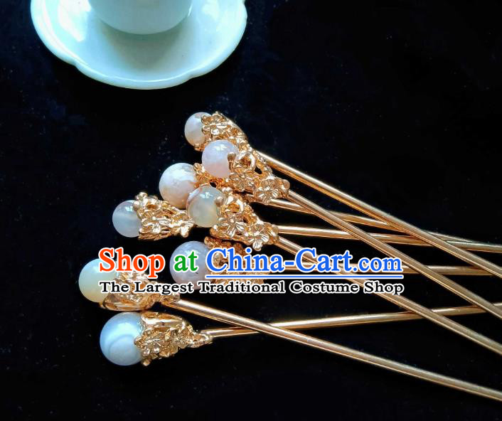 Handmade Chinese Cherry Blossom Hairpins Traditional Hanfu Hair Accessories Ancient Tang Dynasty Court Hair Clip for Women