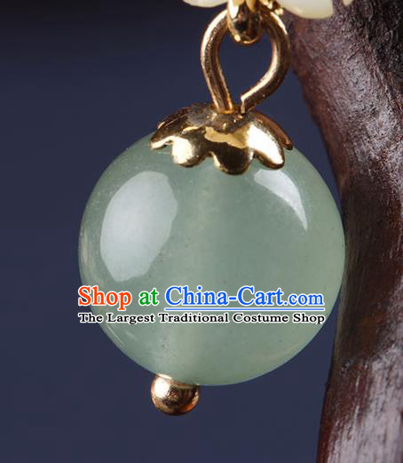 Traditional Chinese Green Bead Ear Accessories Handmade Eardrop National Cheongsam Earrings for Women