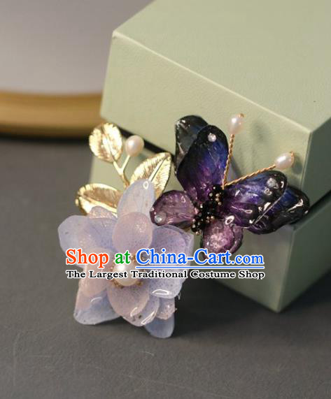Top Grade Classical Purple Butterfly Flower Brooch Accessories Handmade Sweater Breastpin Ornaments for Women