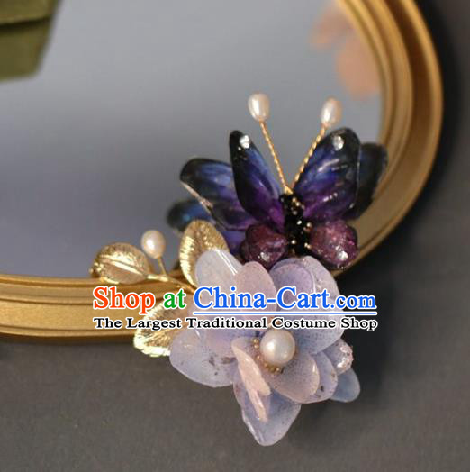 Top Grade Classical Purple Butterfly Flower Brooch Accessories Handmade Sweater Breastpin Ornaments for Women