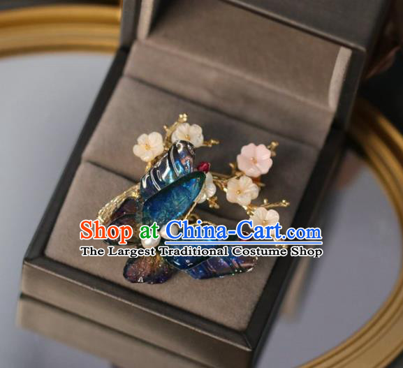 Top Grade Classical Blue Butterfly Brooch Accessories Handmade Sweater Plum Blossom Breastpin Ornaments for Women