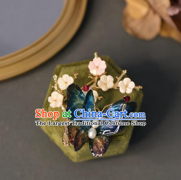 Top Grade Classical Blue Butterfly Brooch Accessories Handmade Sweater Plum Blossom Breastpin Ornaments for Women