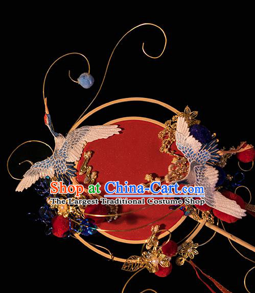 Top Grade Chinese Classical Wedding Fan Accessories Handmade Ancient Bride Embroidered Round Fans for