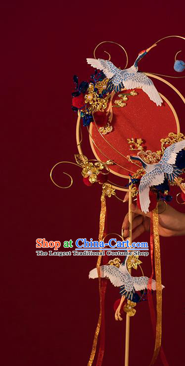 Top Grade Chinese Classical Wedding Fan Accessories Handmade Ancient Bride Embroidered Round Fans for Women