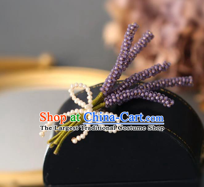 Top Grade Classical Purple Beads Lavender Brooch Accessories Handmade Sweater Bouquet Breastpin Ornaments for Women